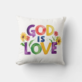 Andlig Bibelcitat Gud är Kärlek färgad blomma Kudde