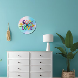 Andlig Bibelcitat Gud är Kärlek färgad blomma Rund Klocka