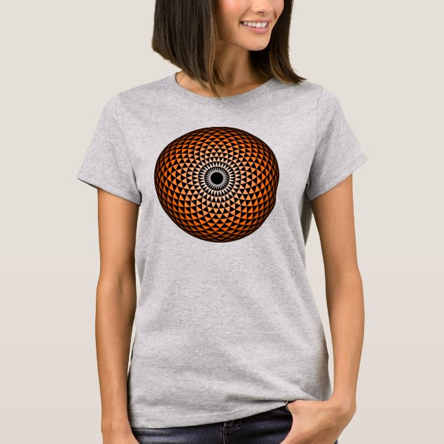 Andlig Black Orange Mandala Geometric Art T Shirt (Framsida)