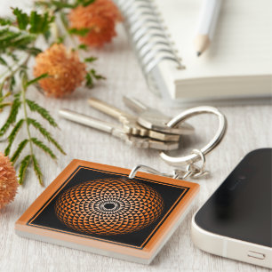 Andlig Black Orange Mandala Geometric Oriental