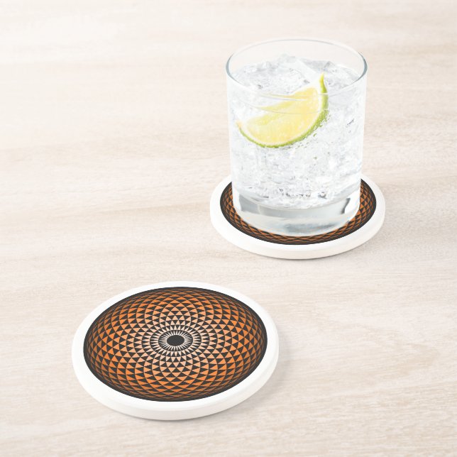 Andlig Black Orange Mandala Geometric Oriental Underlägg (Sidan)