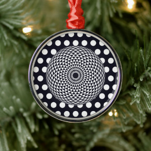 Andlig Black White Mandala Geometric Art Julgransprydnad Metall