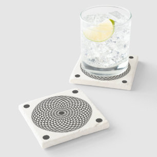 Andlig Black White Mandala Geometric Art Stenunderlägg