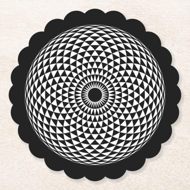 Andlig Black White Mandala Geometric Graphic Underlägg Papper (Framsida)