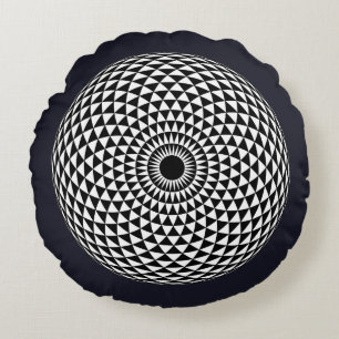 Andlig Black White Mandala Geometric Vector Art Rund Kudde