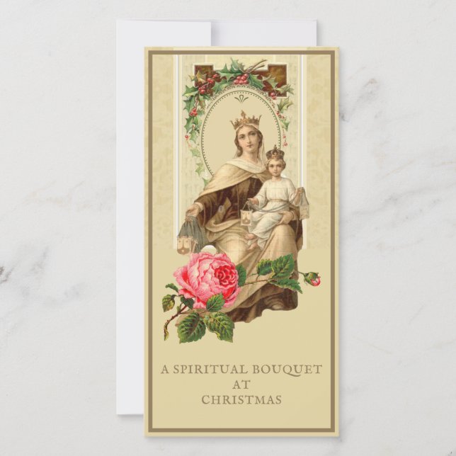 Andlig Bouquet Katolsk Bön Berget Karmel Julkort (Framsida)