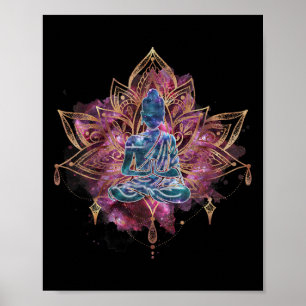 Andlig Buddha i lotusblomma magisk meditation Poster