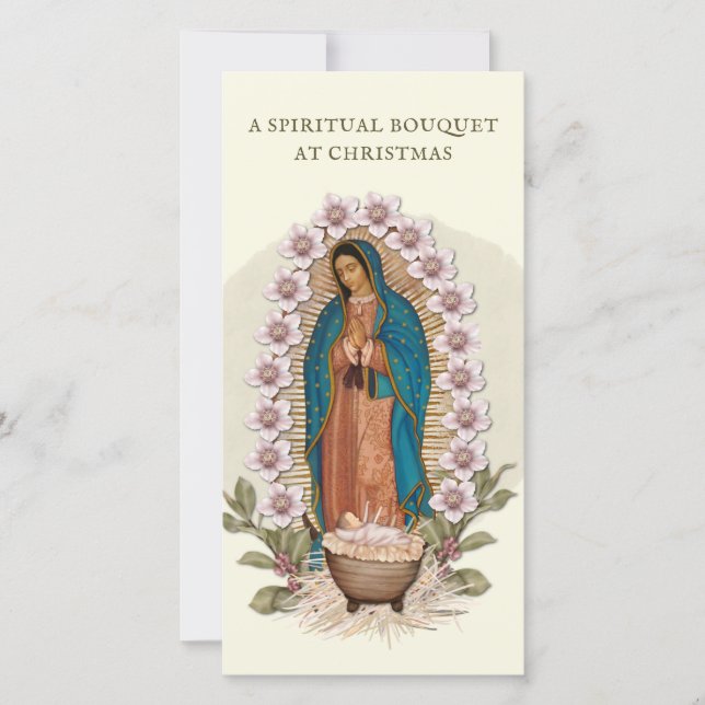 Andlig bukett katolsk bön Guadalupe Heliga Jungfru Julkort (Framsida)