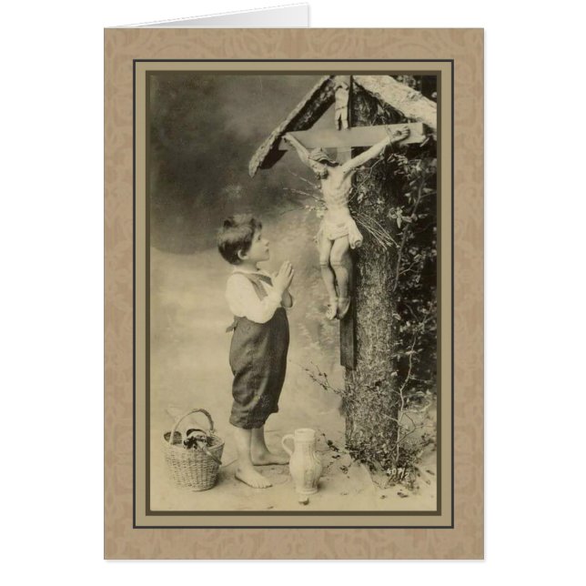 Andlig bukettpojke som ber till Jesus Hälsningskort (Framsidan)