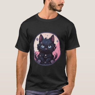 Andlig Cat Witchy Black Cat Kawaii Pastel Goth T Shirt