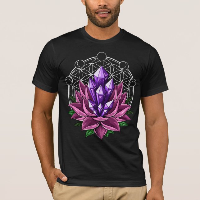 Andlig Crystals Lotus T Shirt (Framsida)