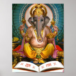 Andlig för Lord Ganesha Indier Hinduisk Yoga Poster