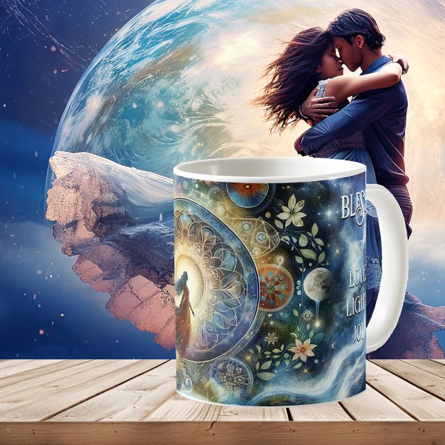 Andlig Gaia New Age Earth Art Kaffemugg (Mug with an artistic spiritual design inspired by New Age Gaia. Celebrating New Earth - lightworker)