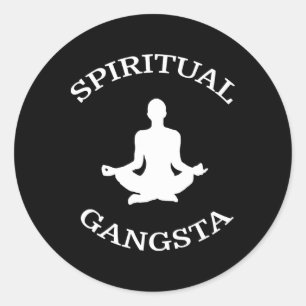 Andlig Gangster T-shirt - Mäns Kvinnors Rolig Yoga Runt Klistermärke
