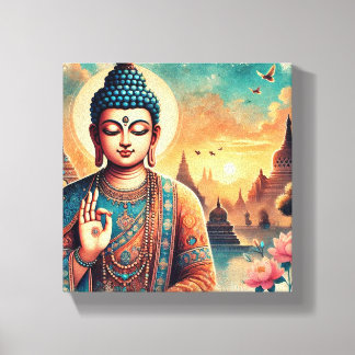 Andlig Gautam buddha-teckning Canvastryck