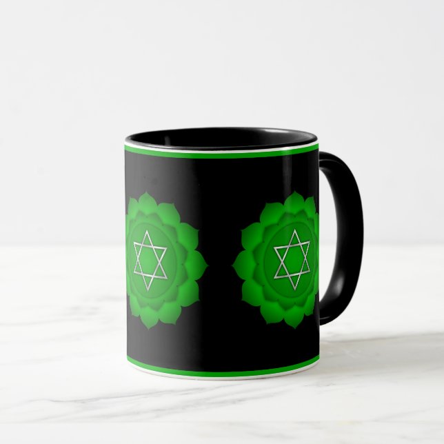 Andlig Grönt Heart Chakra Zen Yoga Namaste Mugg (Framsida höger)