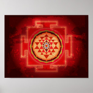 Andlig Grunge Shree Yantra Poster