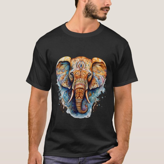Andlig Harmony: den färgstarka elefantslemhinnan T Shirt (Framsida)