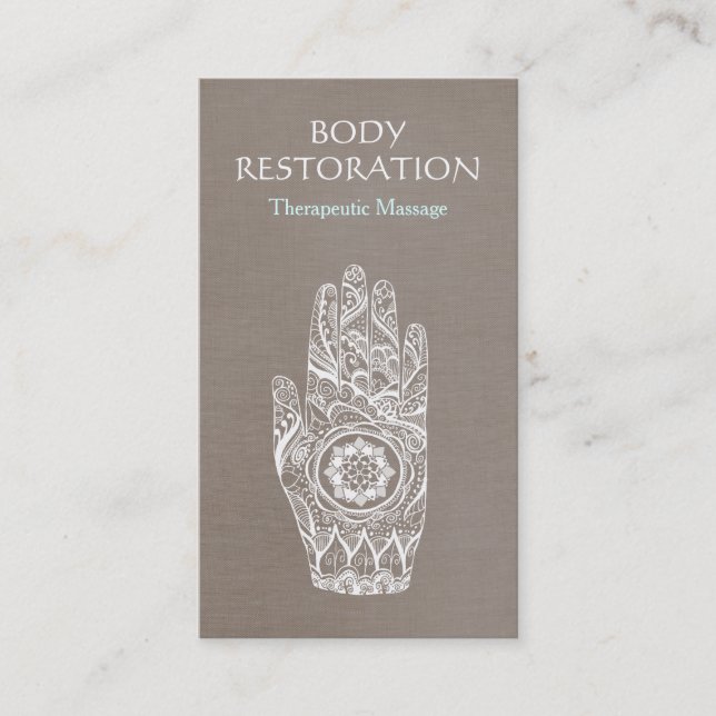 Andlig Healer Henna Lotus Tattoo Hand 3 Visitkort (Framsida)