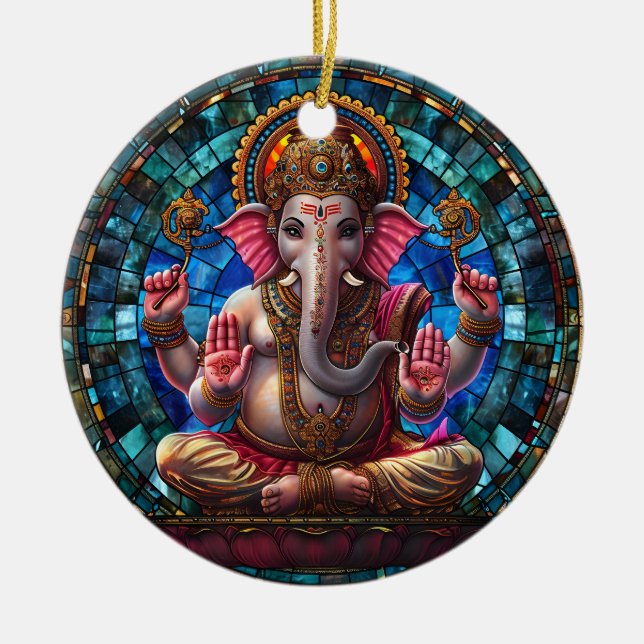 Andlig Hindu Gudom Ganesha Religiösa Hindu Gud Julgransprydnad Keramik (Framsidan)