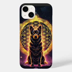 Andlig Hund med Golden Mandala & Flower of Life