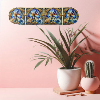 Andlig Iris Art Nouveau Blommotiv Symmetrisk Mini Skateboard Bräda 18,5 Cm