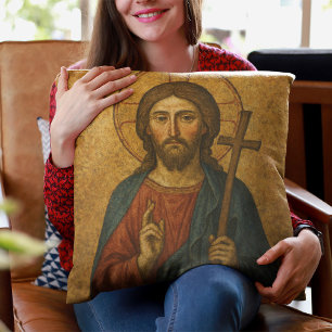 Andlig Jesus Artwork Medieval Illustration Kudde