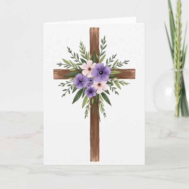 Andlig kort med blomkors (Framsida)