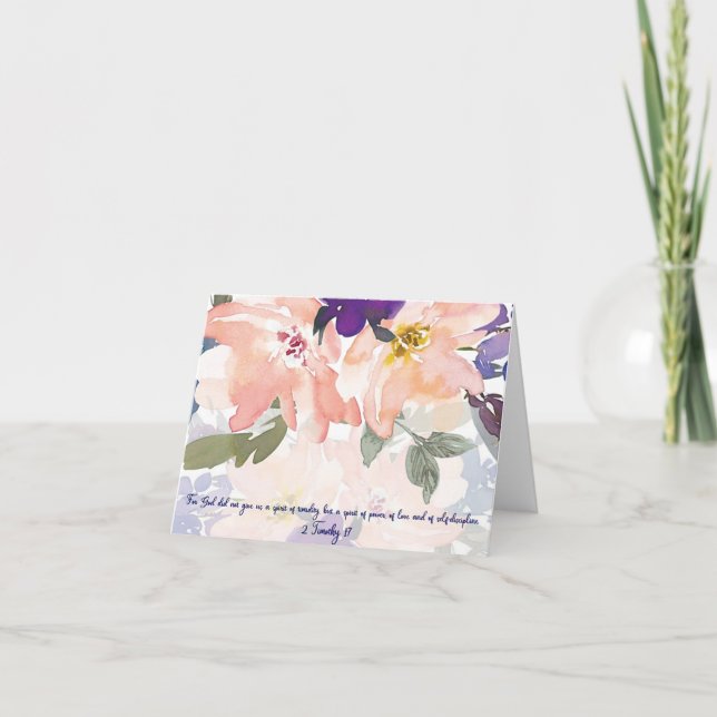 Andlig kraft akvarell blomster Kristen Anteckningskort (Framsida)
