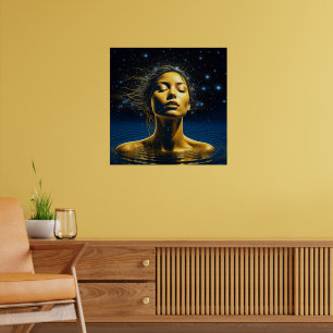 Andlig Kvinna i Vatten under Stars Poster