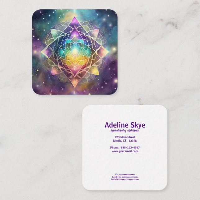 Andlig läkning fyrkantigt visitkort (Fram/baksida)