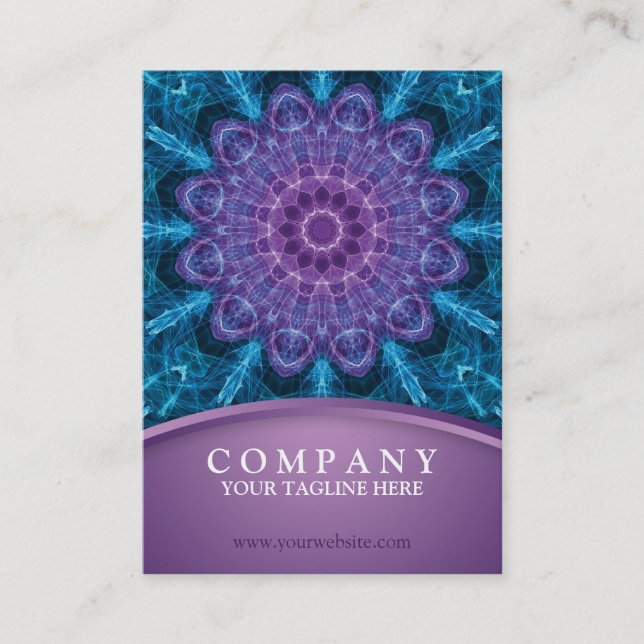 Andlig lila blomma, blått hav visitkort (Framsida)