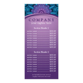 Andlig Lila Flower mandala pris list-meny Reklamkort