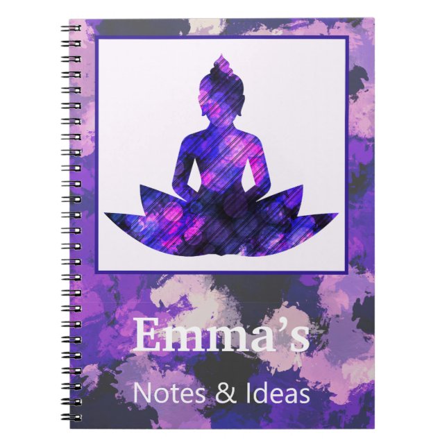 Andlig Lila Lotus Yoga Personal Anteckningsbok (Framsidan)