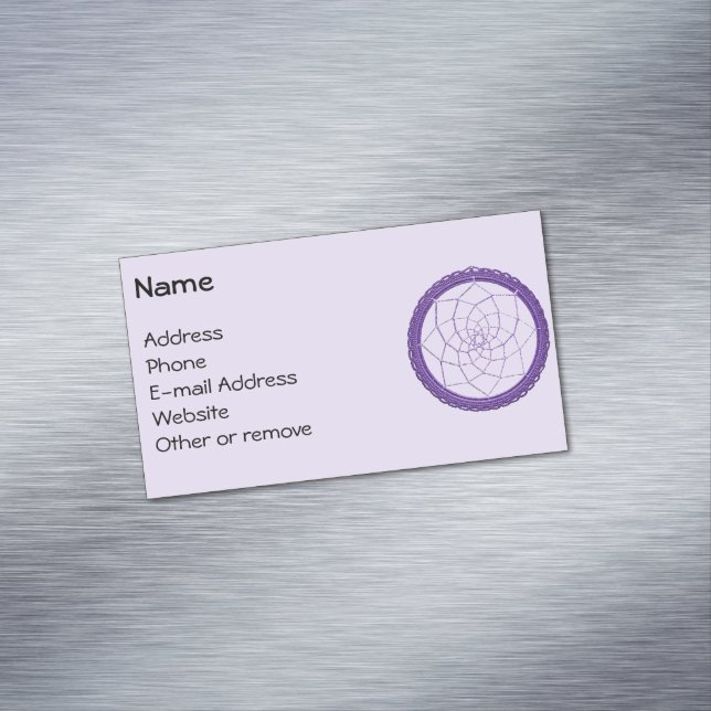 Andlig Lila Native American Dream Catcher Magnetiska Visitkort (In Situ)