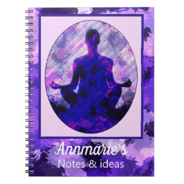 Andlig Lila Sitta Yoga Pose Anteckningsbok