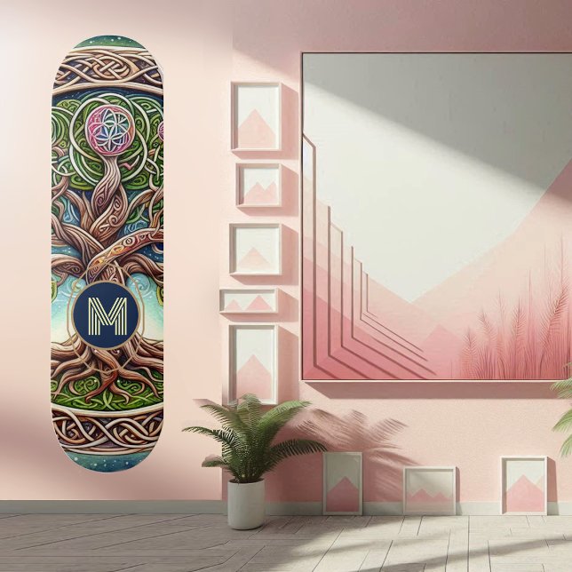 Andlig Livets träd Vitaktiga rötter av keltisk kon Mini Skateboard Bräda 18,5 Cm (Spiritual Tree of Life Whimsical Roots Celtic Art Skateboard)