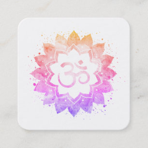 *~* Andlig Lotus Flower Mandala Om Aum Symbol Fyrkantigt Visitkort