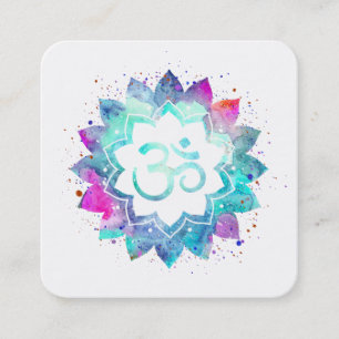 *~* Andlig Lotus Flower Mandala Om Aum Symbol Fyrkantigt Visitkort