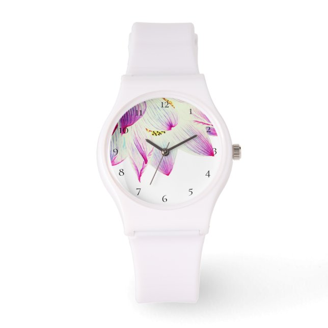 *~* Andlig Lotus Flower Vatten Lily White Armbandsur (Framsida)