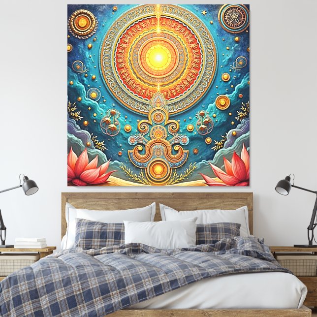 Andlig Mandala Art Canvastryck (Insitu (sovrum))
