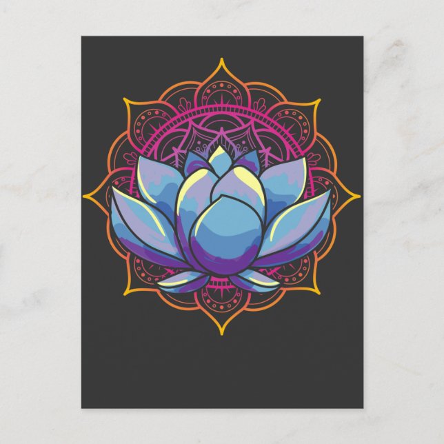 Andlig Mandala Lotus Art Vykort (Framsida)