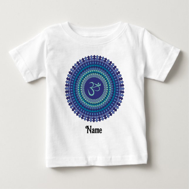 Andlig Mandala Om Lila Aqua Blue Anpassad T Shirt (Framsida)
