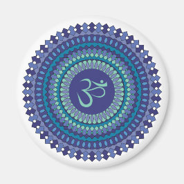 Andlig Mandala Om Lila Aqua Blue Kaleidoscope Magnet