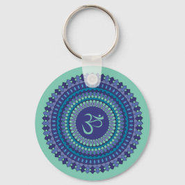 Andlig Mandala Om Lila Aqua Blue Kaleidoscope Nyckelring