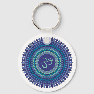 Andlig Mandala Om Lila Aqua Blue Kaleidoscope Nyckelring