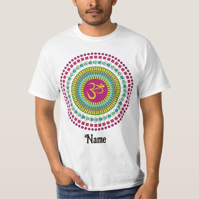 Andlig Mandala Om Symbol Rosa Grönt Anpassad T Shirt (Framsida)