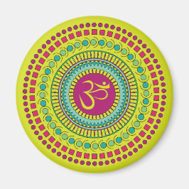 Andlig Mandala om Symbol Rosa Grönt Geometric Magnet