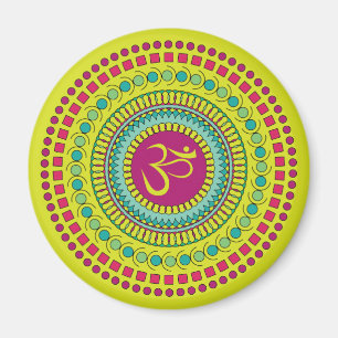 Andlig Mandala om Symbol Rosa Grönt Geometric Magnet