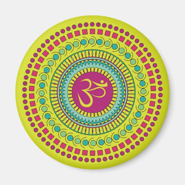 Andlig Mandala om Symbol Rosa Grönt Geometric Magnet (Framsidan)
